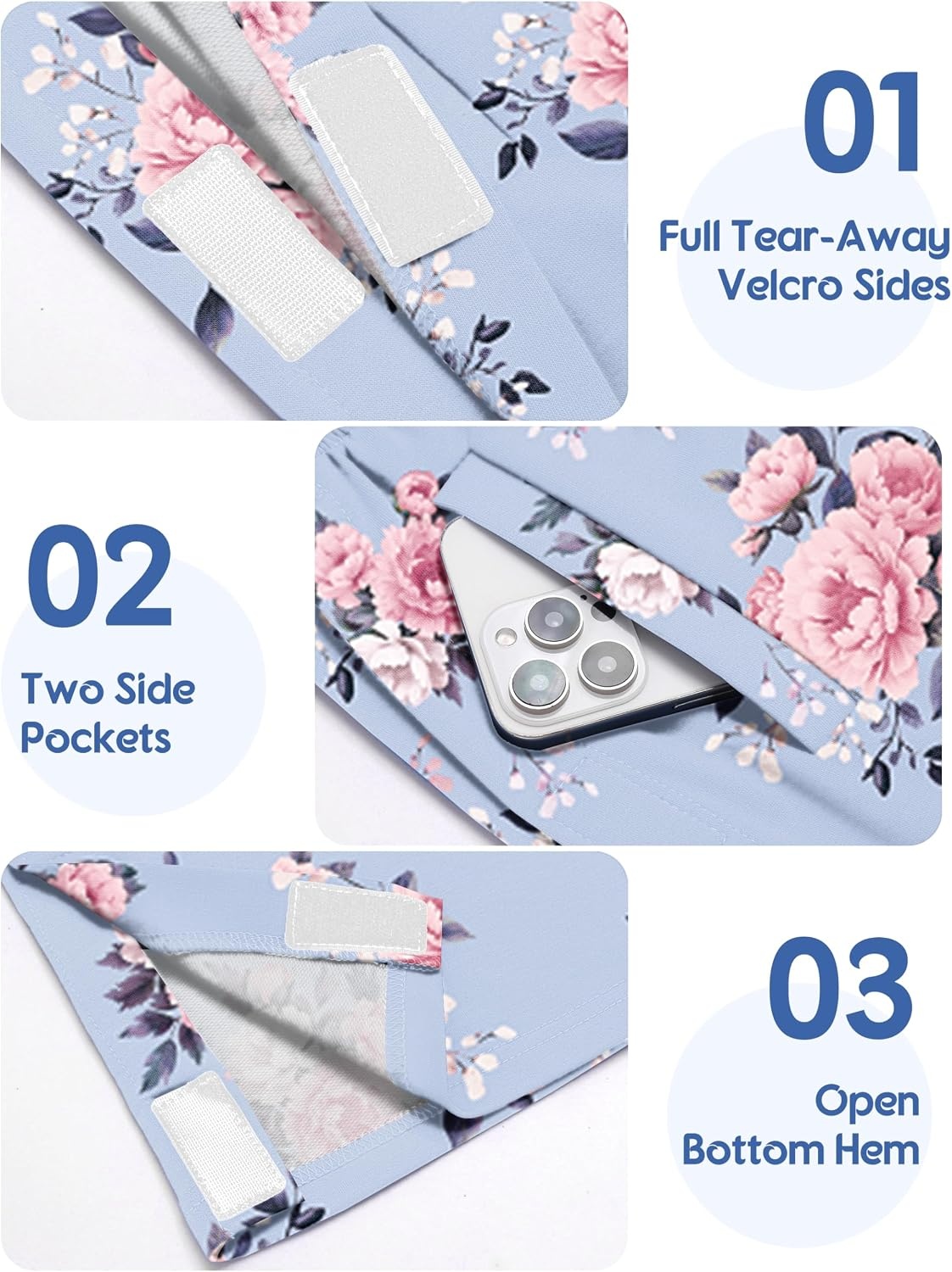 image:imageDeyeek Womens Tear Away Pants Side Snap Post Surgery SweatpantsPurple Print