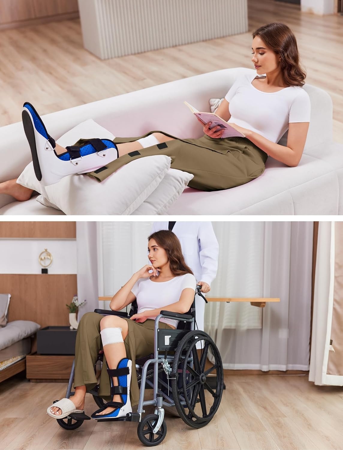 image:imageDeyeek Womens Tear Away Pants with Pockets Easy Access Adaptive Pants Post Hip Knee Leg Surgery Breakaway Lounge SweatpantsMalt Brown