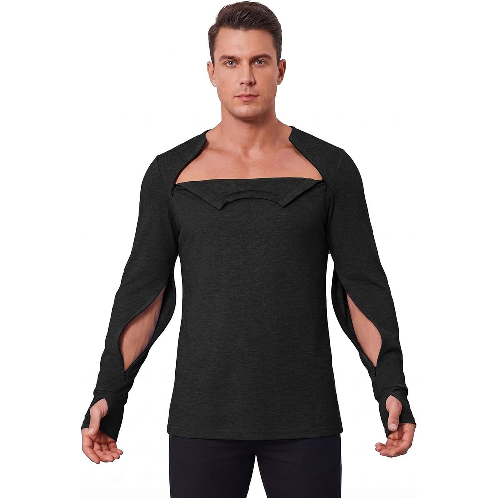 image:imageDeyeek Mens Chemo Port Access Shirts with 2 Side Arm ZippersBlack
