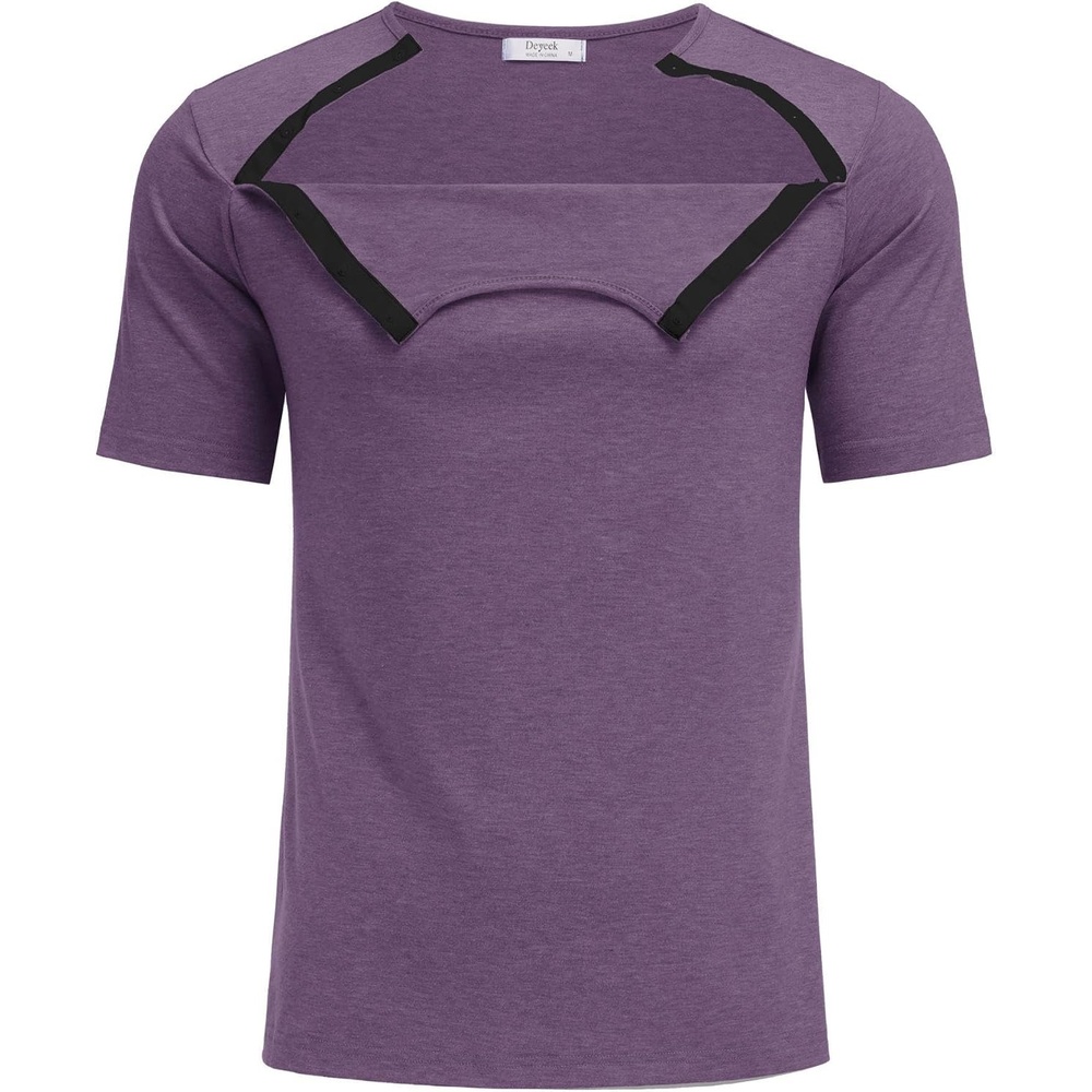 image:imageDeyeek Mens Port Shirt for Chemo Access Dialysis Cancer Post Surgery TopBright Purple