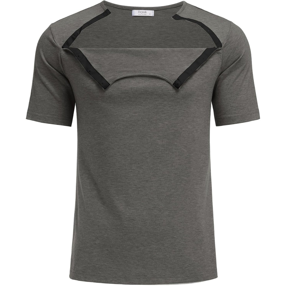 image:imageDeyeek Mens Port Shirt for Chemo Access Dialysis Cancer Post Surgery TopDark Gray
