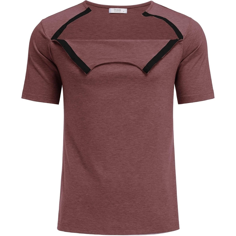 image:imageDeyeek Mens Port Shirt for Chemo Access Dialysis Cancer Post Surgery TopRed