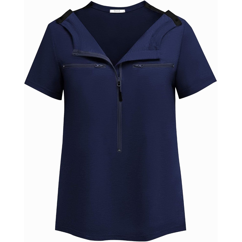image:imageDeyeek Womens Chemo Port Access Shirts 2 Side Snap Short SleeveBlue