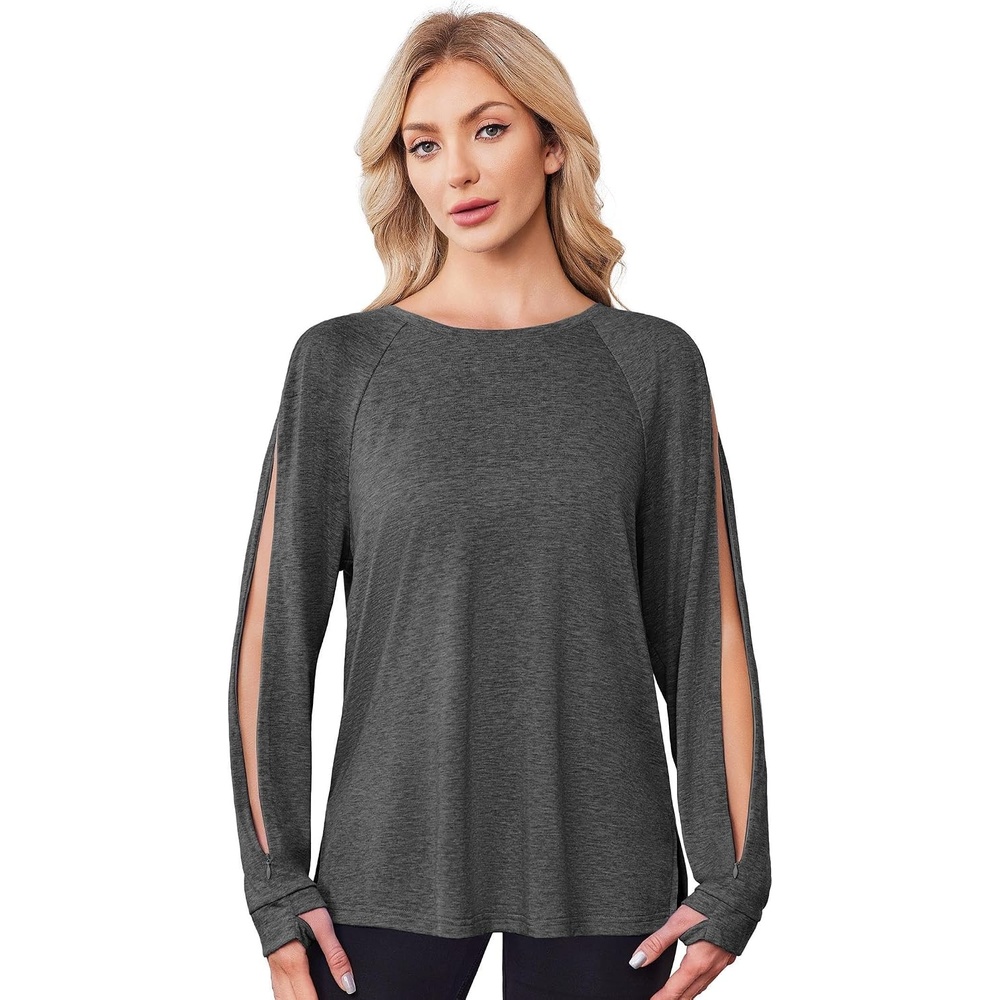 image:imageDeyeek Womens Dialysis Shirt Arm Zipper Port Access Long Sleeve TopDark Gray