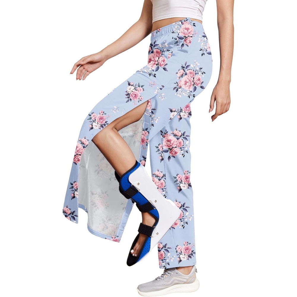 image:imageDeyeek Womens Tear Away Pants Side Snap Post Surgery SweatpantsPurple Print