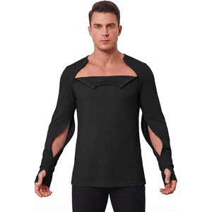 Deyeek Men’s Chemo Port Access Shirts with 2 Side Arm Zippers(Black)