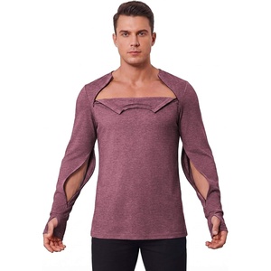 Deyeek Men’s Chemo Port Access Shirts with 2 Side Arm Zippers(Wine Red)