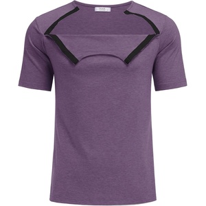 Deyeek Men’s Port Shirt for Chemo Access, Dialysis Cancer Post Surgery Top(Bright Purple)