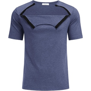 Deyeek Men’s Port Shirt for Chemo Access, Dialysis Cancer Post Surgery Top(Navy Blue)