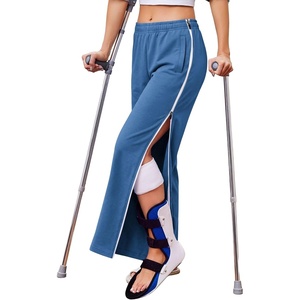 Deyeek Tear Away Pants for Women Post Surgery 2 Side Zippers Sweatpants(Blue)