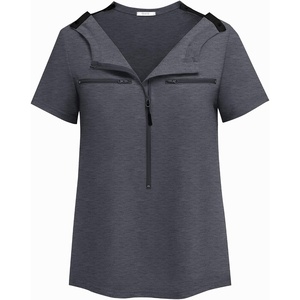 Deyeek Women’s Chemo Port Access Shirts 2 Side Snap Short Sleeve(Deep Grey)