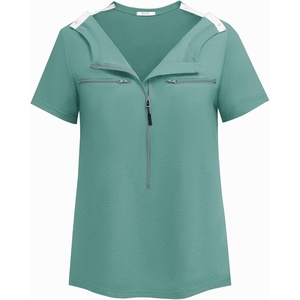 Deyeek Women’s Chemo Port Access Shirts 2 Side Snap Short Sleeve(Green)