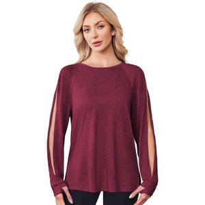 Deyeek Women’s Dialysis Shirt Arm Zipper Port Access Long Sleeve Top(Red)