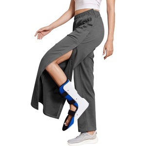 Deyeek Women’s Tear Away Pants Side Snap Post Surgery Sweatpants(Deep Grey)