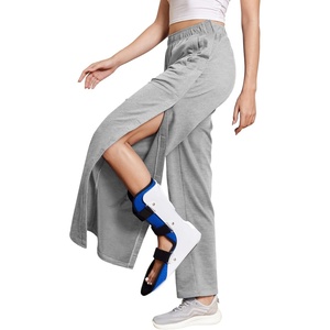 Deyeek Women’s Tear Away Pants Side Snap Post Surgery Sweatpants(Light Grey)