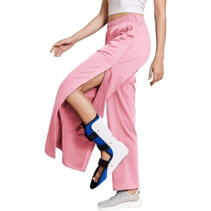 Deyeek Women’s Tear Away Pants Side Snap Post Surgery Sweatpants(Pink)