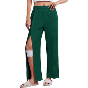 Deyeek Women’s Tear Away Pants with Pockets Easy Access Adaptive Pants Post Hip Knee Leg Surgery Breakaway Lounge Sweatpants(Xmas Green)