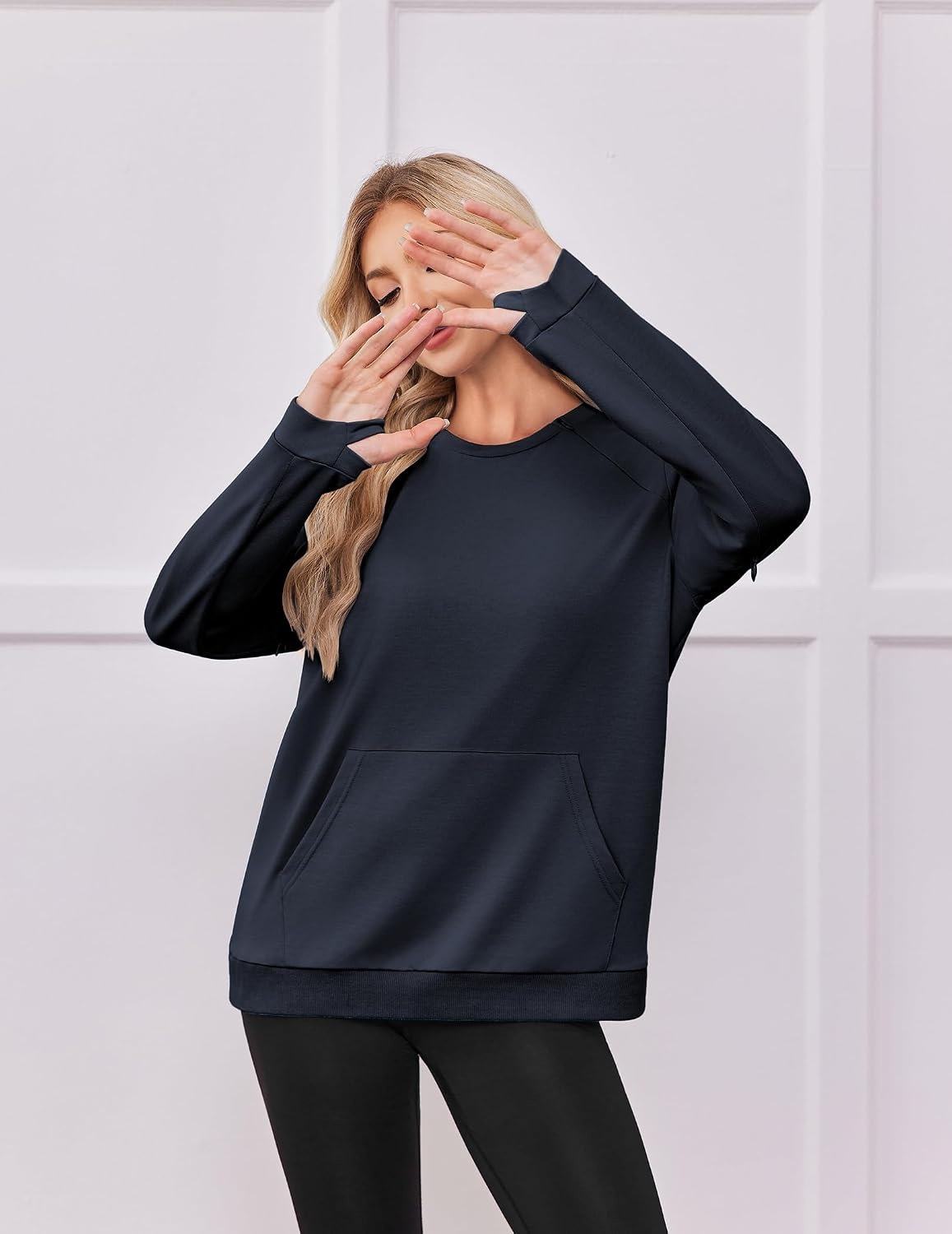 image:imageDeyeek Chemo Shirts for Port Access Womens Post Surgery Dialysis SweatshirtNavy Blue