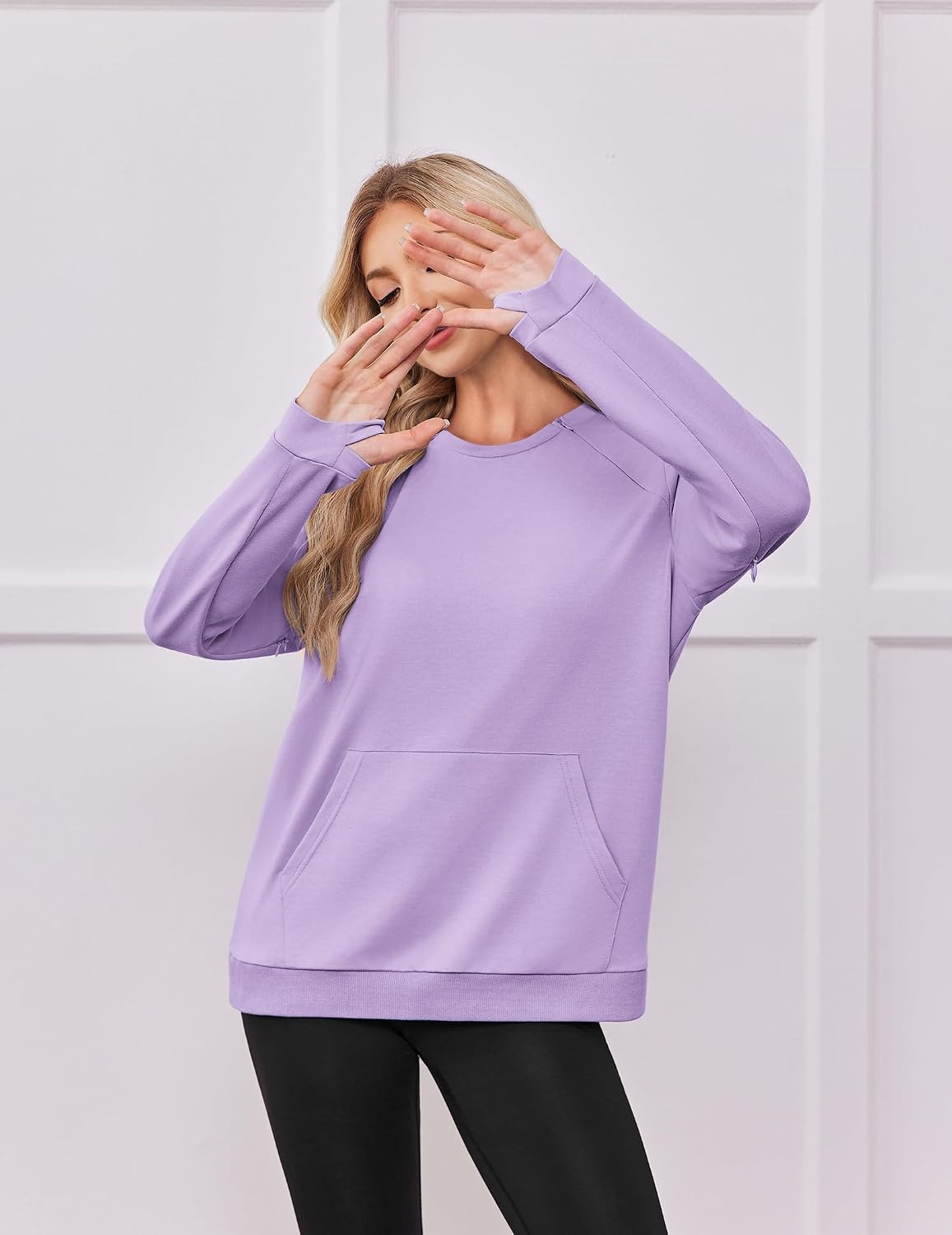 image:imageDeyeek Chemo Shirts for Port Access Womens Post Surgery Dialysis SweatshirtPurple