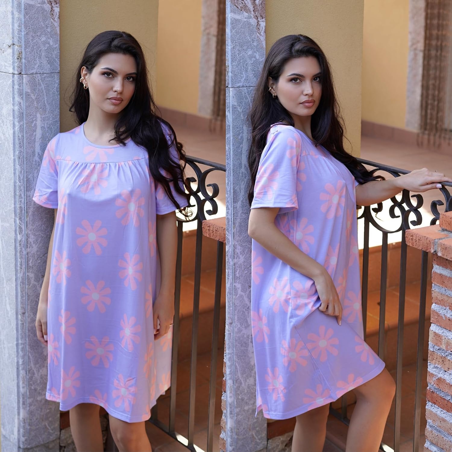 image:imageDeyeek Hospital Gowns for Women Tear Away Snap Open Back Post Surgery DressBlue Flower Print