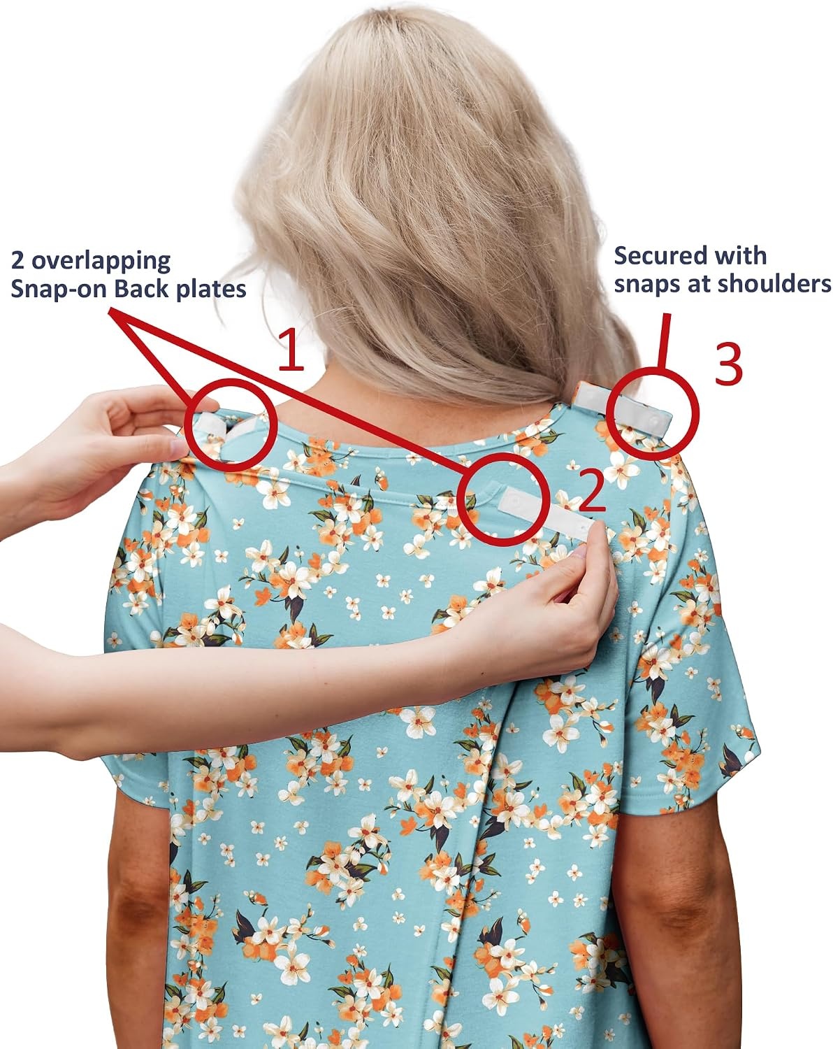 image:imageDeyeek Hospital Gowns for Women Tear Away Snap Open Back Post Surgery DressBlue Green Print