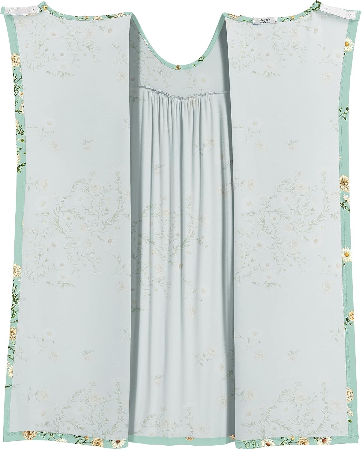 image:imageDeyeek Hospital Gowns for Women Tear Away Snap Open Back Post Surgery DressLight Green Flower Print