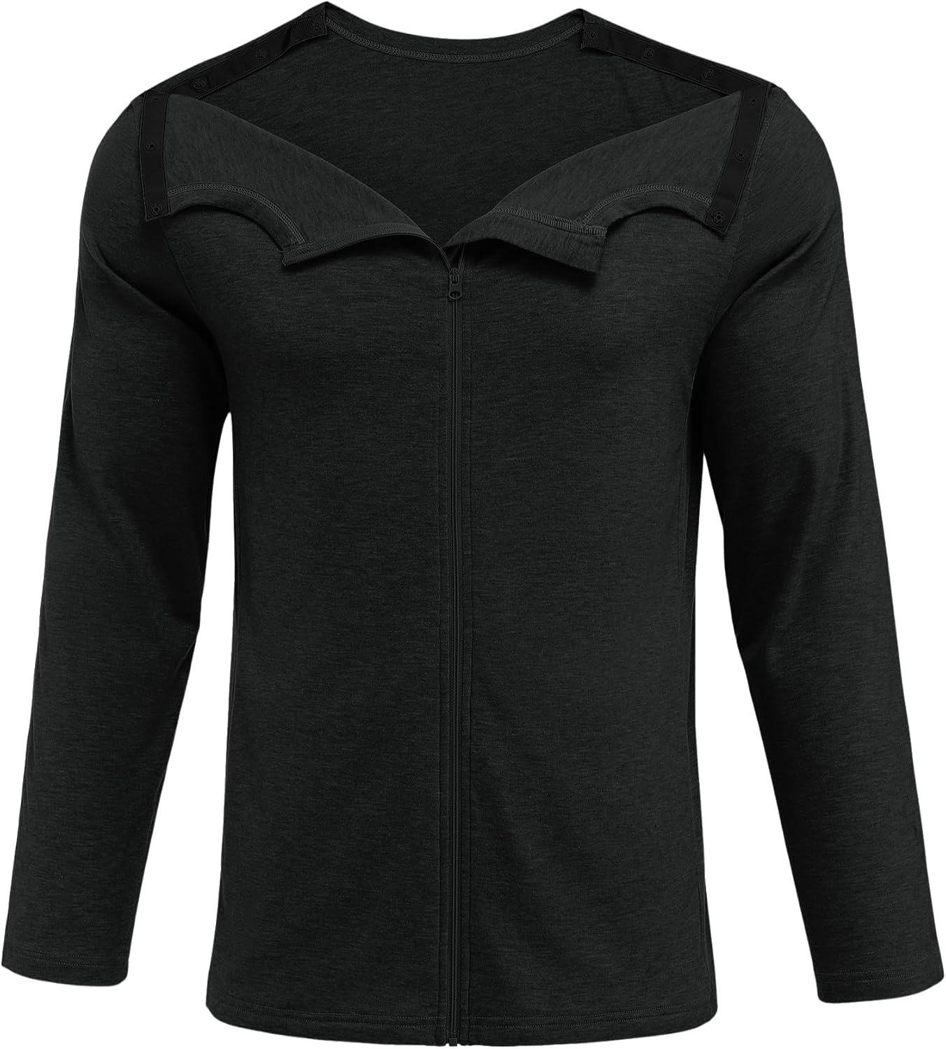 image:imageDeyeek Mens Front Zip Post Shoulder Surgery Adaptive ShirtBlack