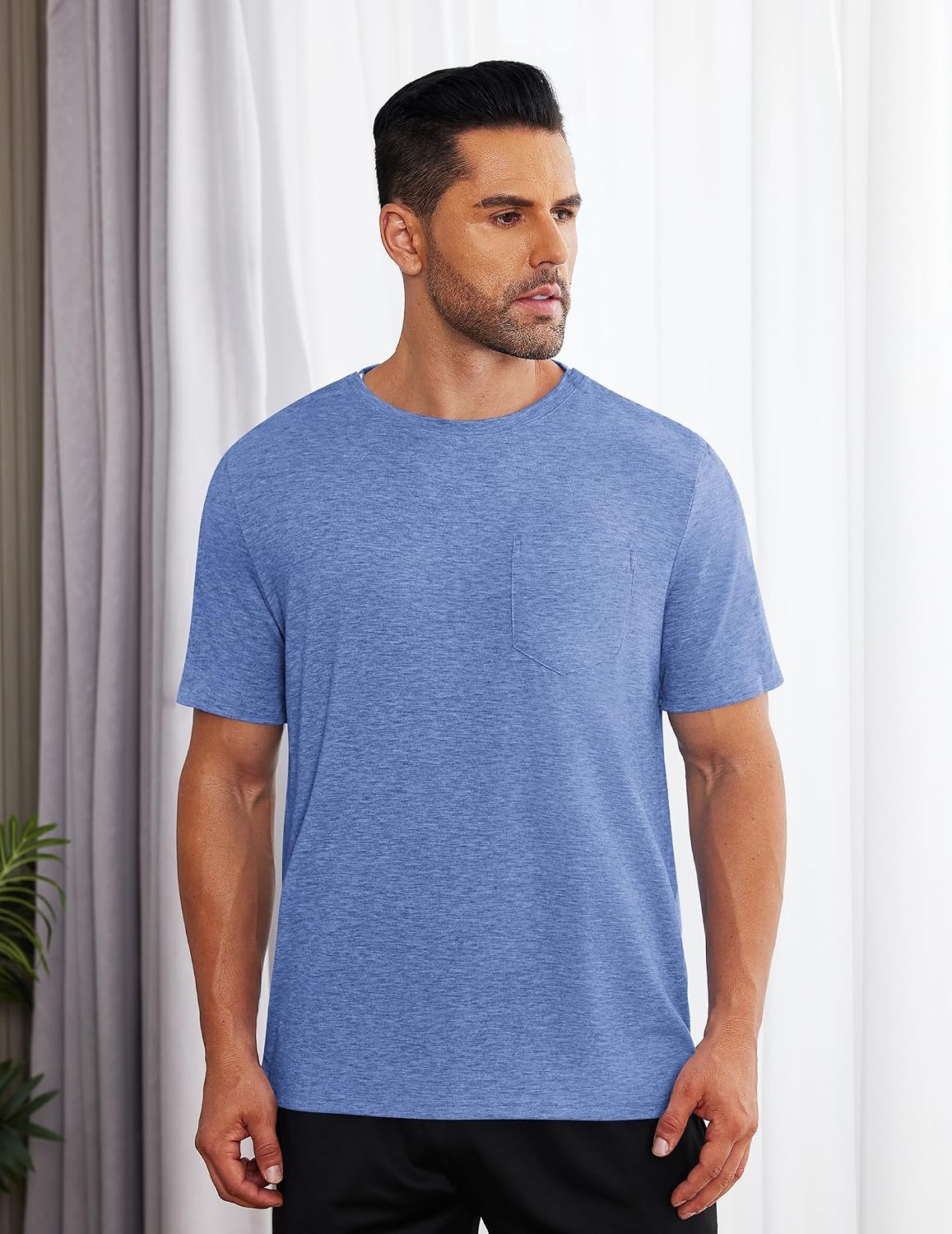 image:imageDeyeek Mens Post Shoulder Surgery Shirts Soft Tear Away Short Sleeve TopsBlue