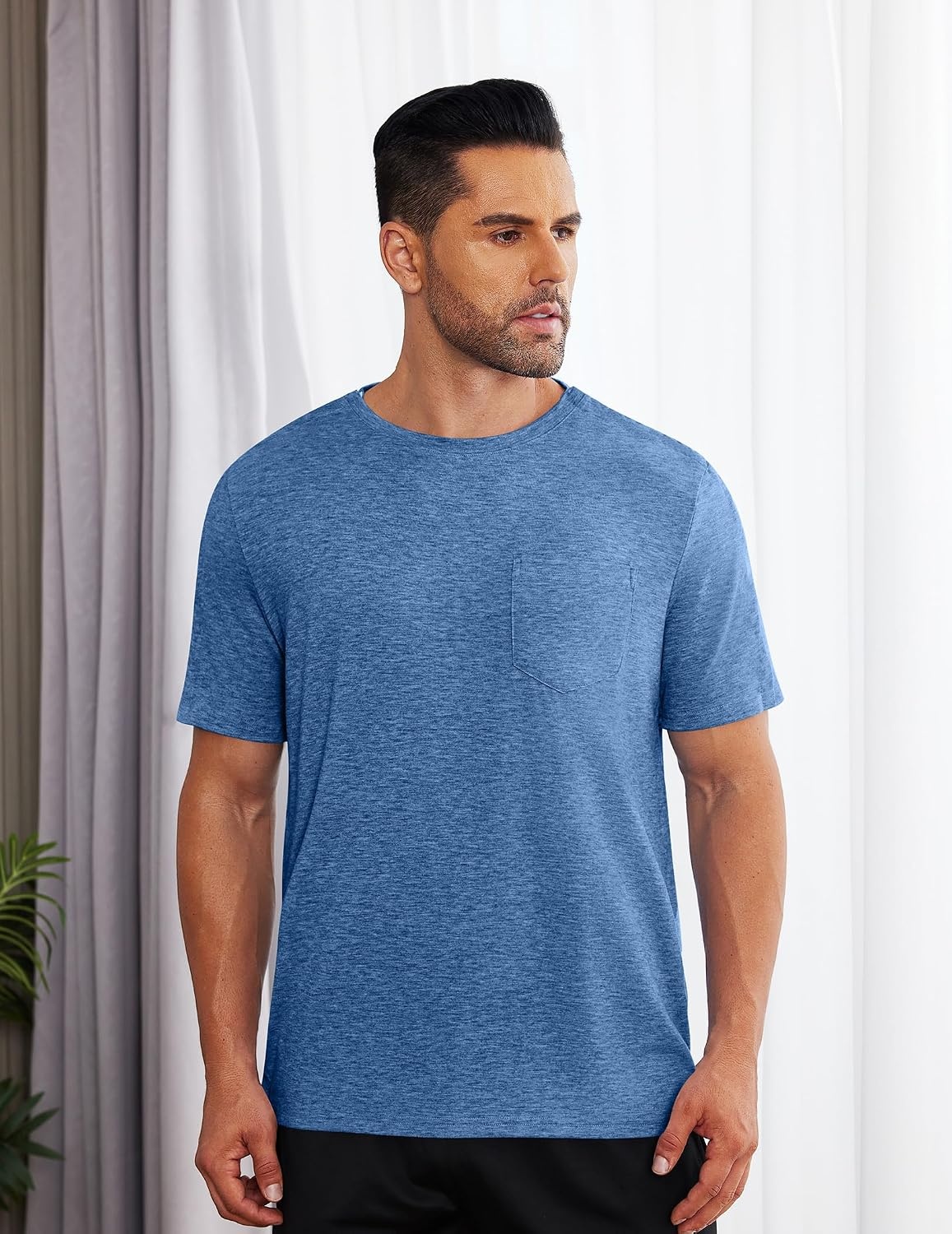 image:imageDeyeek Mens Post Shoulder Surgery Shirts Soft Tear Away Short Sleeve TopsDark Blue