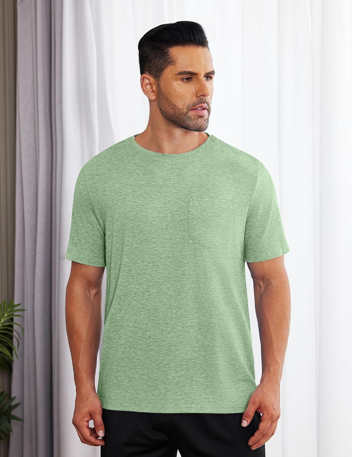 image:imageDeyeek Mens Post Shoulder Surgery Shirts Soft Tear Away Short Sleeve TopsIce Green