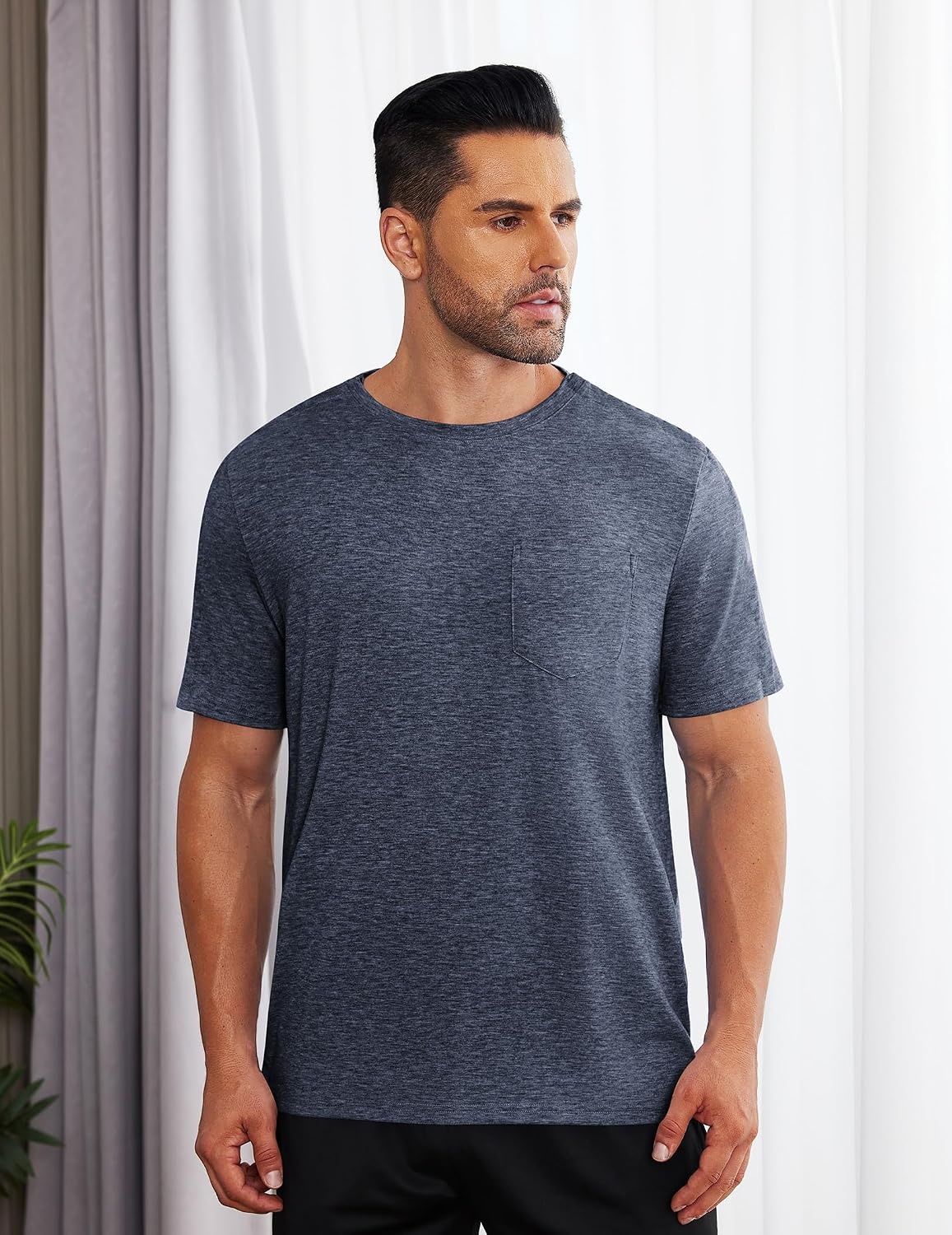 image:imageDeyeek Mens Post Shoulder Surgery Shirts Soft Tear Away Short Sleeve TopsNavy Blue