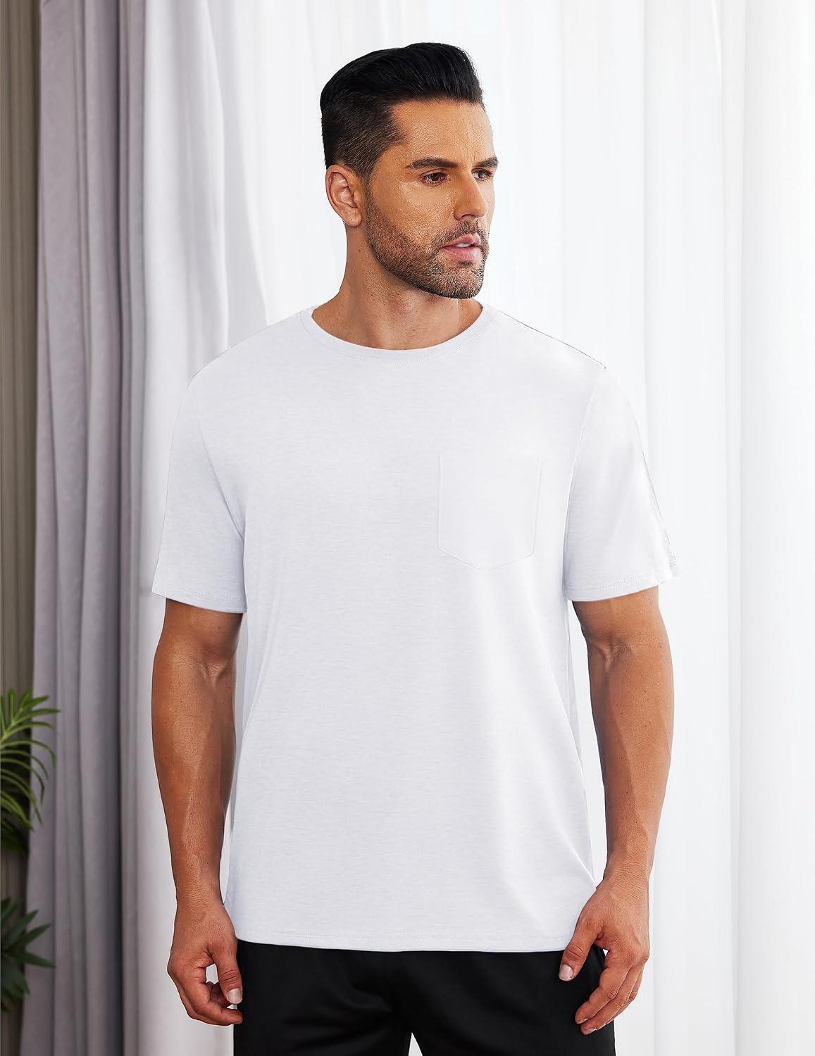 image:imageDeyeek Mens Post Shoulder Surgery Shirts Soft Tear Away Short Sleeve TopsWhite