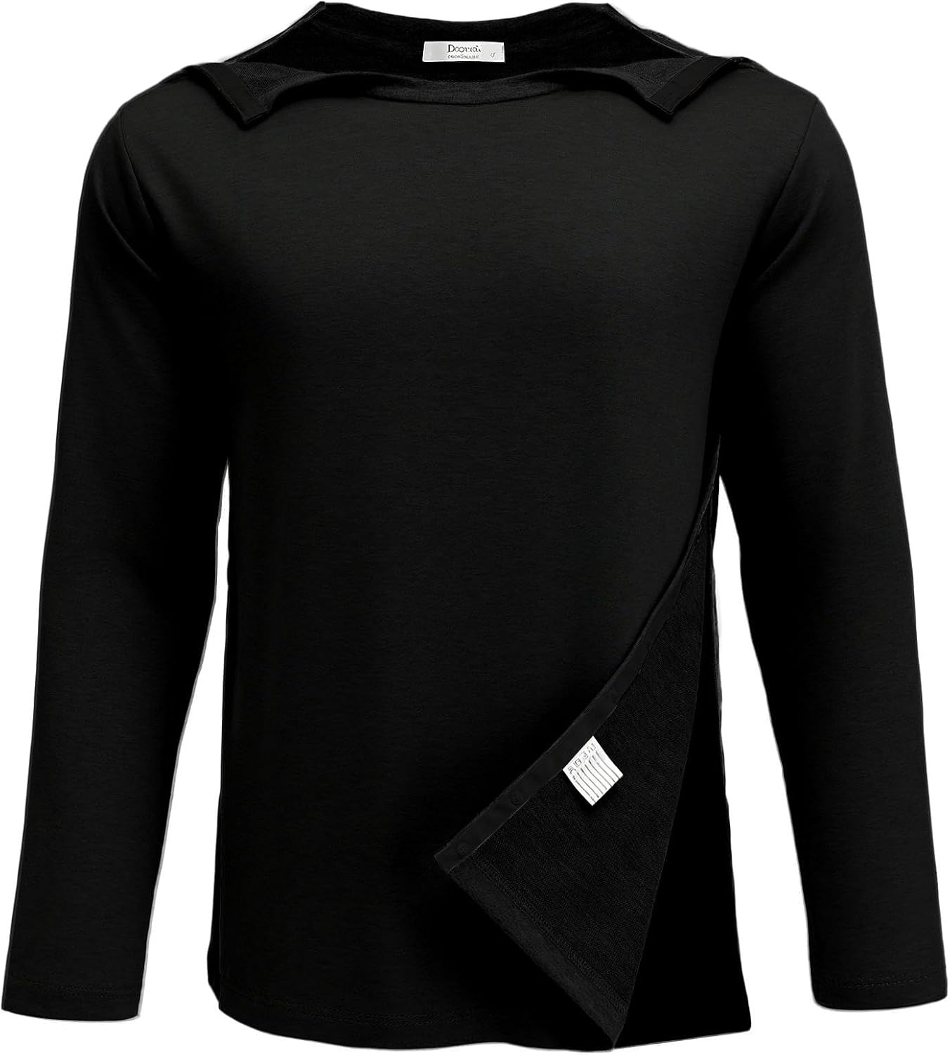 image:imageDeyeek Mens Shoulder Surgery Shirt Full Tear Away Snap Chemo Port TopBlack