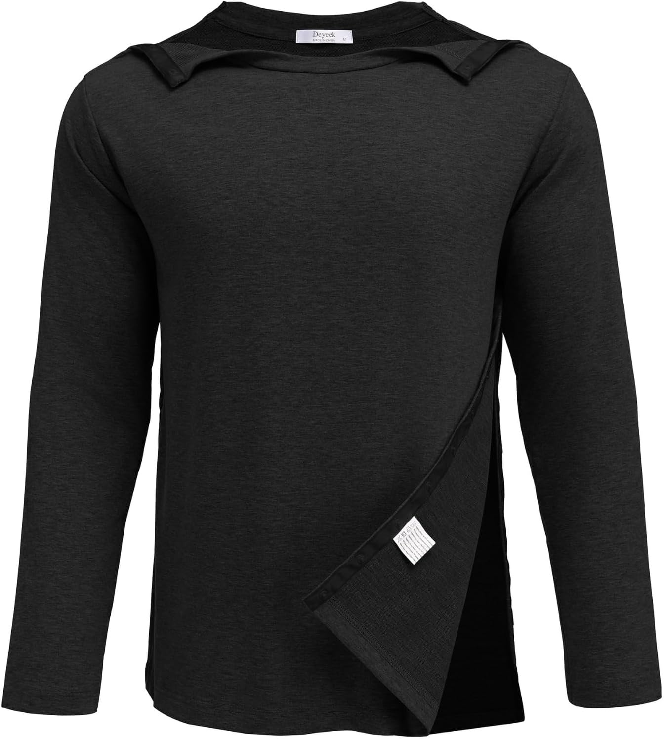image:imageDeyeek Mens Shoulder Surgery Shirt Full Tear Away Snap Chemo Port TopBlack
