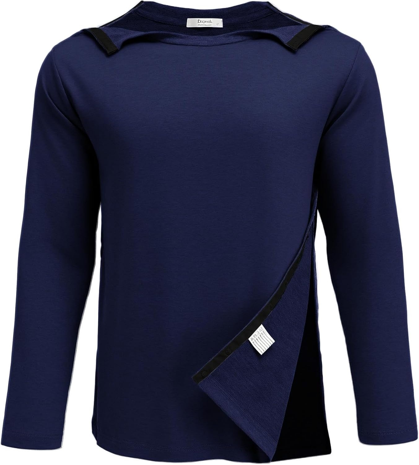 image:imageDeyeek Mens Shoulder Surgery Shirt Full Tear Away Snap Chemo Port TopNavy