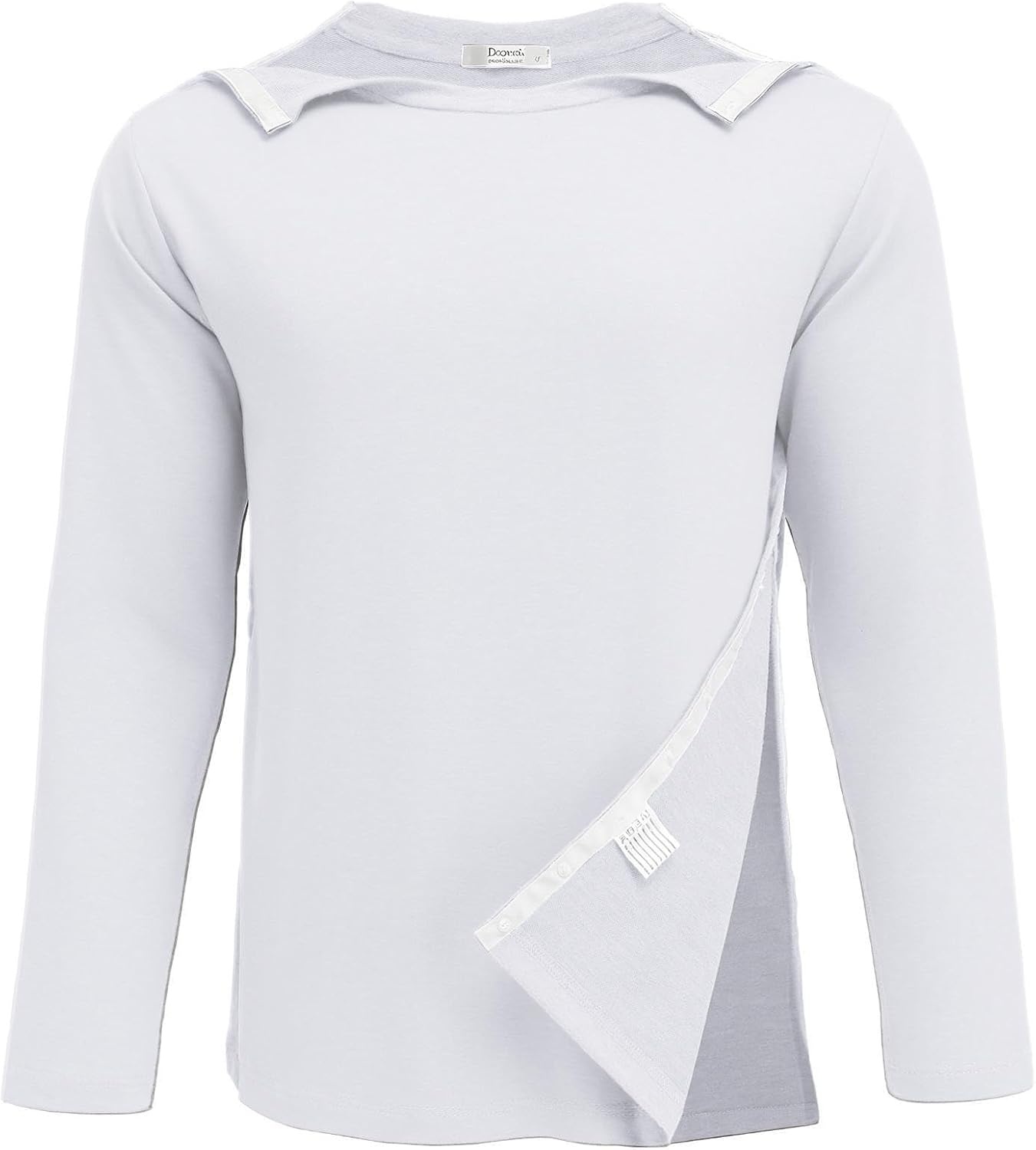 image:imageDeyeek Mens Shoulder Surgery Shirt Full Tear Away Snap Chemo Port TopWhite