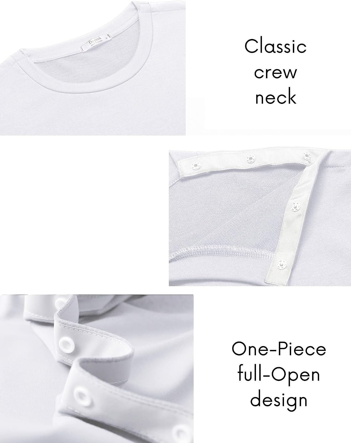 image:imageDeyeek Mens Shoulder Surgery Shirt Full Tear Away Snap Chemo Port TopWhite