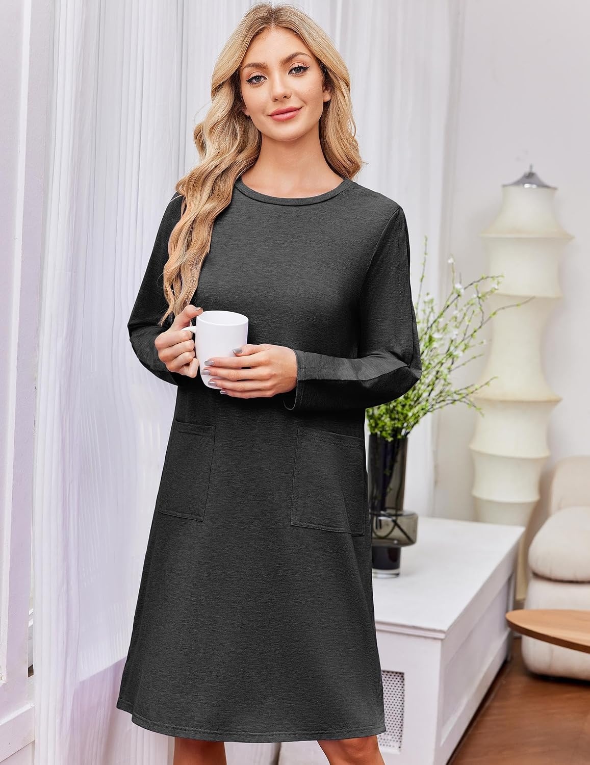 image:imageDeyeek Post Shoulder Surgery Gowns for Women Tear Away Recovery DressDark Heather Grey