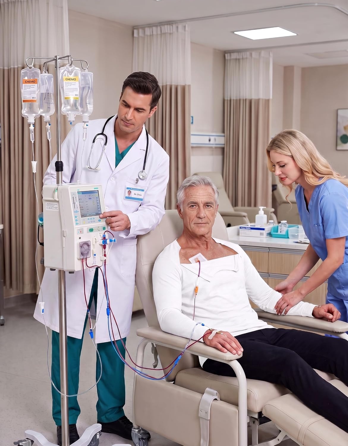 image:imageDeyeek Unisex Chemo Shirts for Port Access Chemotherapy Must Haves Long Sleeve Cancer Care Package for MenWhite