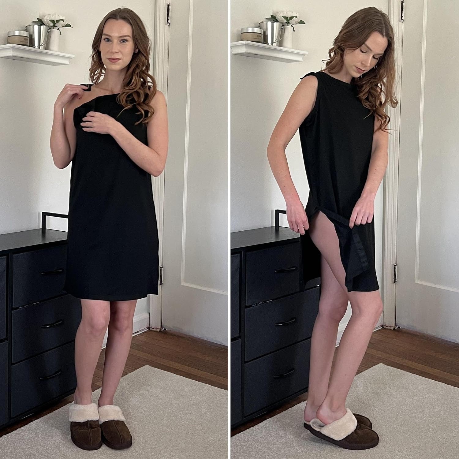 image:imageDeyeek Womens Shoulder Surgery Dress Full Tear Away Sleeveless Chemo GownBlack