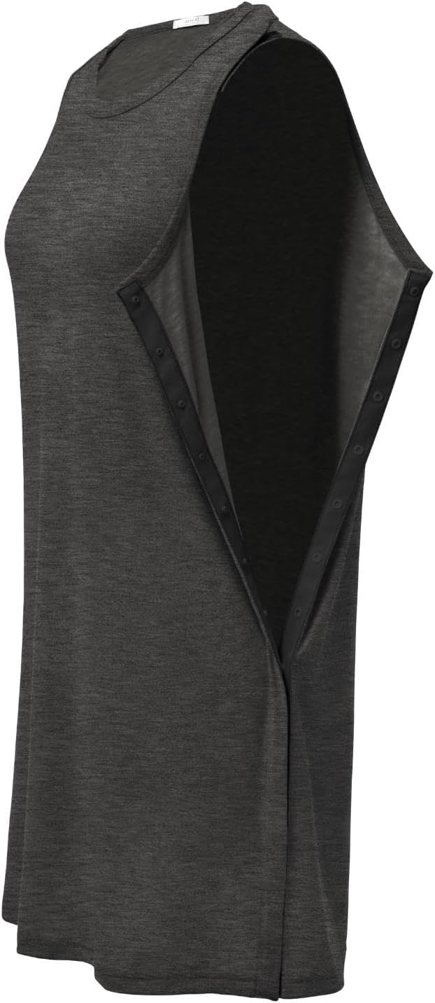 image:imageDeyeek Womens Shoulder Surgery Dress Full Tear Away Sleeveless Chemo GownDark Gray