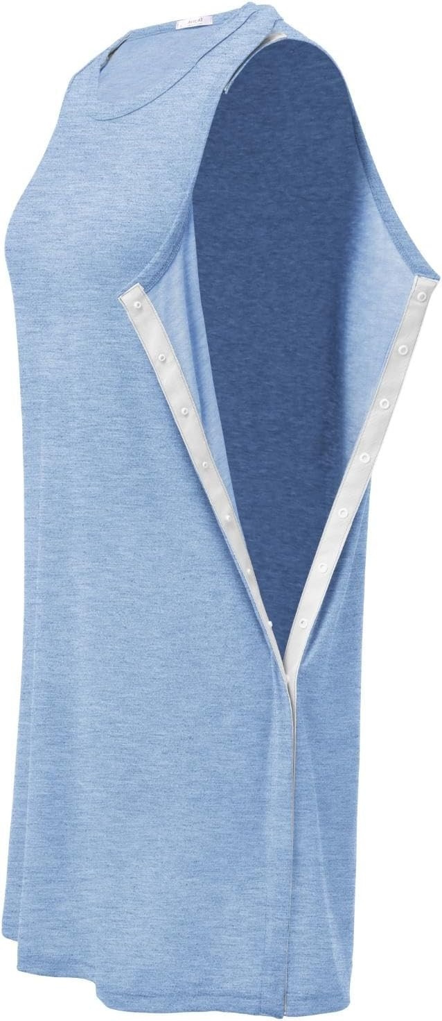 image:imageDeyeek Womens Shoulder Surgery Dress Full Tear Away Sleeveless Chemo GownLight Blue