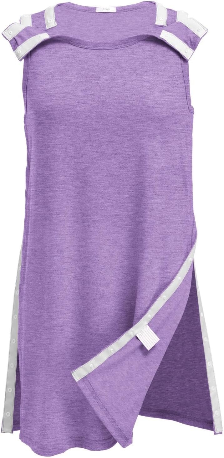 image:imageDeyeek Womens Shoulder Surgery Dress Full Tear Away Sleeveless Chemo GownMauve