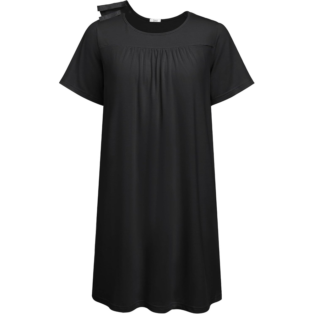 image:imageDeyeek Hospital Gowns for Women Tear Away Snap Open Back Post Surgery DressBlack