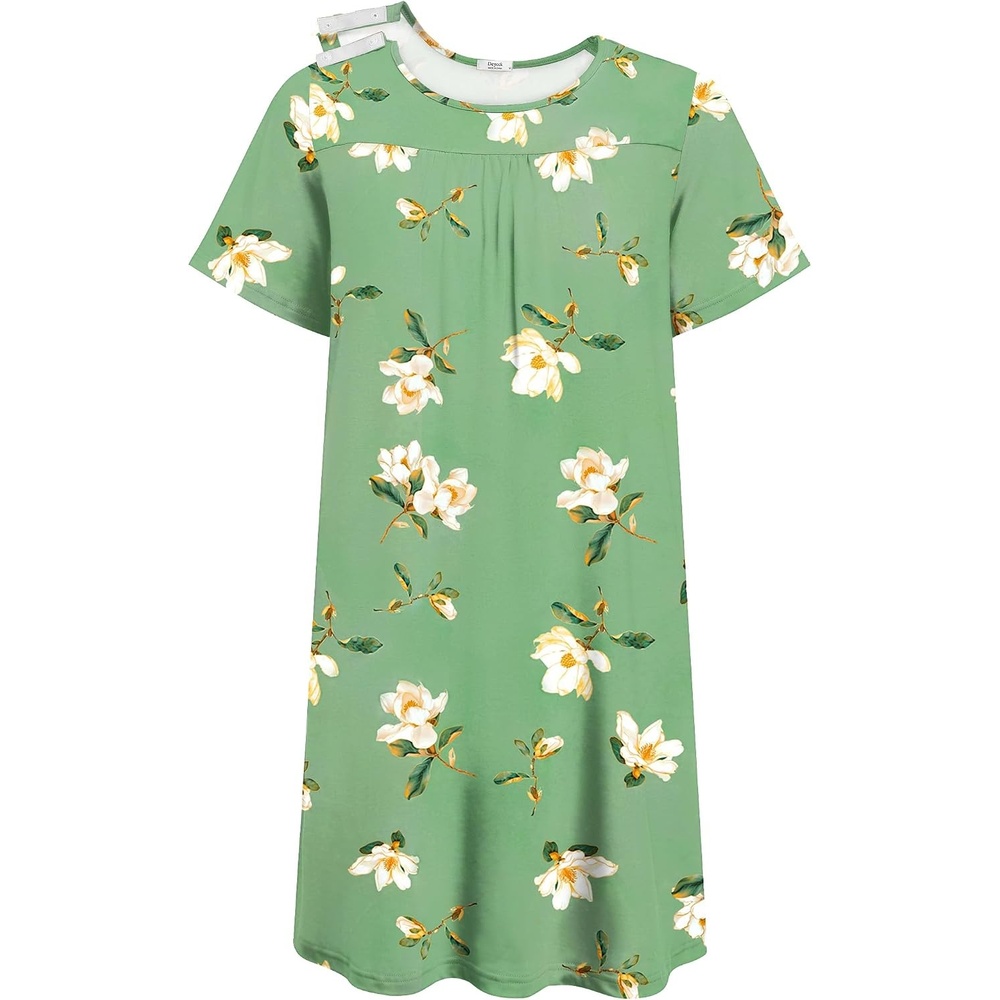 image:imageDeyeek Hospital Gowns for Women Tear Away Snap Open Back Post Surgery DressGreen Flower Print