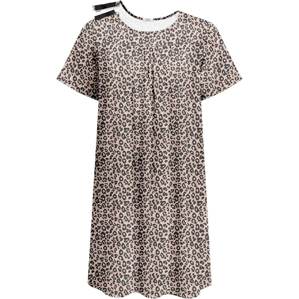 image:imageDeyeek Hospital Gowns for Women Tear Away Snap Open Back Post Surgery DressLeopard