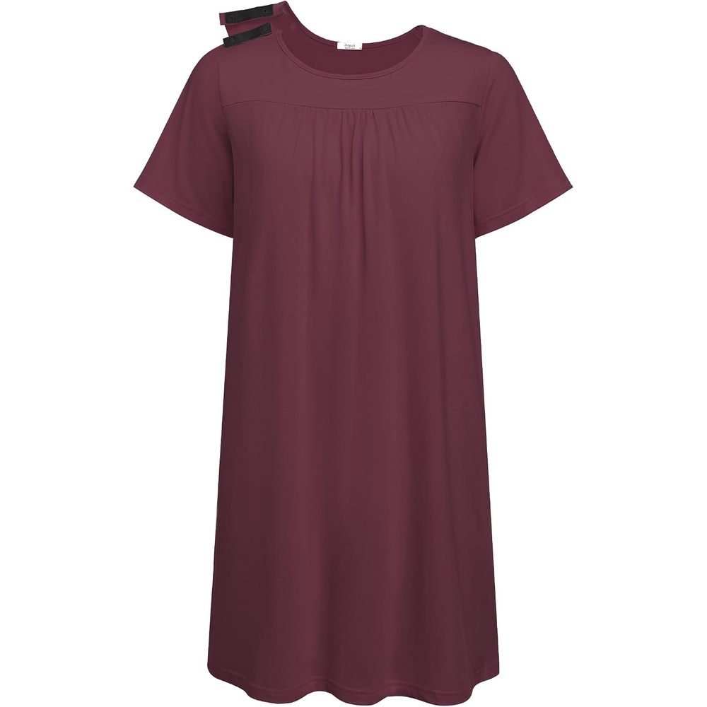 image:imageDeyeek Hospital Gowns for Women Tear Away Snap Open Back Post Surgery DressRed
