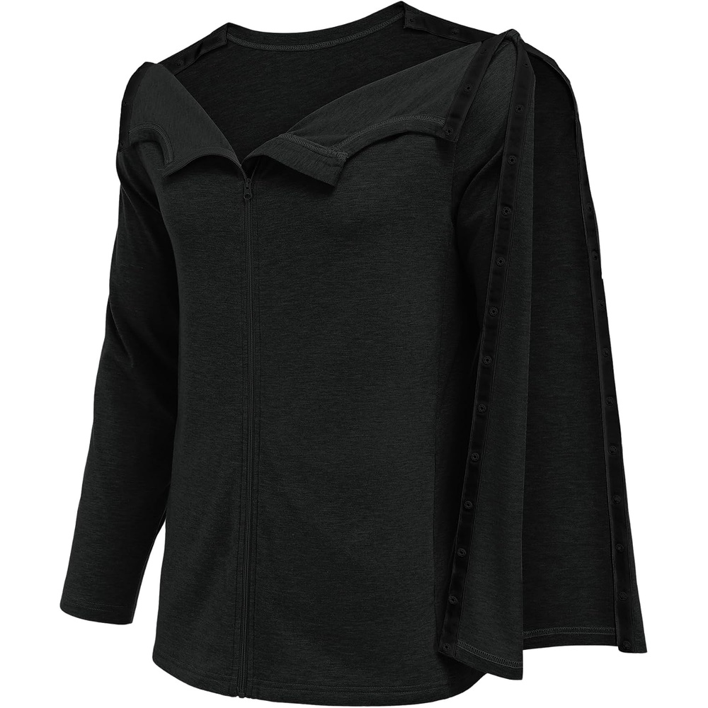 image:imageDeyeek Mens Front Zip Post Shoulder Surgery Adaptive ShirtBlack