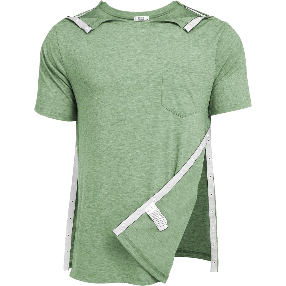 image:imageDeyeek Mens Post Shoulder Surgery Shirts Soft Tear Away Short Sleeve TopsIce Green