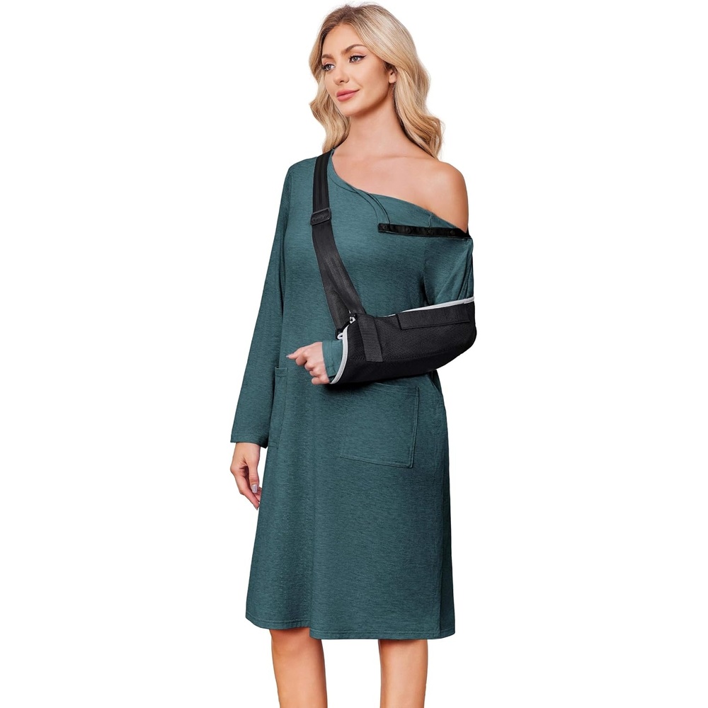 image:imageDeyeek Post Shoulder Surgery Gowns for Women Tear Away Recovery DressLagoon Green